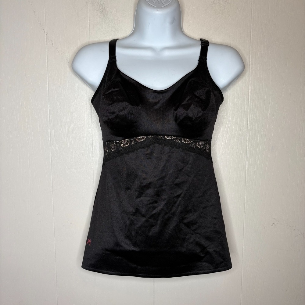 Ruby Ribbon Lace Cami 3024 Full Support Shapewear Tank Top Black 36 Base Layer